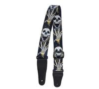 ACOLY Tracolla per chitarra a forma di teschio, tracolla per chitarra acustica elettrica con estremità in pelle, tracolla regolabile per basso acustico elettrico, basso retrò vintage anni '60