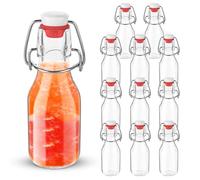 ACOMTUO 12 pezzi Bottiglie Costolata in Vetro con Tappo Ermetico,100ml Bottiglie Riutilizzabili a Chiusura Ermetica,Bottigliette Vetro 100ml per Bevande Fatte in Casa, Birra, Liquori, Succhi, Olio