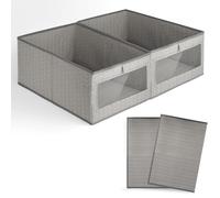 ACOMTUO 2 Pezzi Scatole Portaoggetti in Tessuto, 44 x 30 x 20cm, Portaoggetti, Contenitori per Armadio con Finestra Trasparente per Libri, Giornali, Giocattoli, Ecc