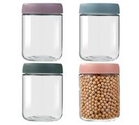 ACOMTUO 4 Pezzi Vasetti per Conserve da 500 ML, Contenitore Vetro per Yogurt, con coperchio a vite, per Marmellate Fatte in Casa, Yogurt, Budino, Chutney, Inserti