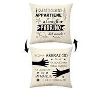 Aconesong Questo Cuscino Appartiene al Miglior Padrino del Mondo Divertenti Copricuscini Regalo di Festa del Papà Regali di Compleanno Natale Battesimo Regalo da Figliocci (Padrino)