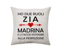 Aconesong Zia Regali del Nipote Copertura del Cuscino Decorazione HO DUE RUOLI ZIA e MADRINA E LI FACCIO ENTRAMBI ALLA PERFEZIONE Regali di Compleanno Festa della Mamma (Zia e Madrina)