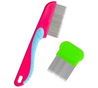 Acooruiteng 2 pettini riutilizzabili per pidocchi, resistenti, in plastica, in acciaio inox, per adulti, bambini, cani, gatti, trattamento pidocchi, rimuove i pidocchi