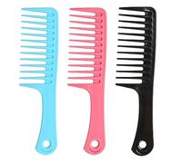 Acooruiteng 3 pettini a denti larghi, in plastica, lisci e robusti, resistenti al calore e antistatici, pettine largo per acconciature, ideale per capelli lunghi, bagnati o ricci