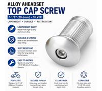 Acor 1 1/8in Bicicletta Stelo Tappo Superiore & Stella Dado Ahead Cuffie Argento