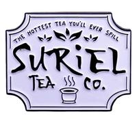 Acotar - Spilla smaltata con scritta "The Hottest Tea You'll Ever Spill Suriel Tea Co. Court Thorn Roses 3 cm, 1.2 Inches, Smalto, Smaltato