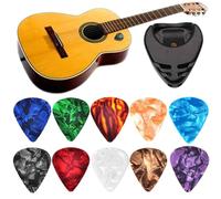 Acoustic Guitar Picks - 0,46 mm Light Guitar Pick Set With Pick Holder For Beginners And Professionals - 10 Colorful Plectrums For Electric, Bass, Classical Guitars