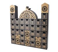 Acouto Calendario per il Conto Alla Rovescia con Cassetto in Legno, a Forma di Moschea con Luce a LED per il Conto Alla Rovescia per L'Eid, Decorazione Ramadan Multifunzionale per (BLACK)