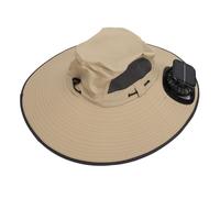 Acouto Cappello da Sole da Uomo con 2 Ventole Solari Cappello da Pescatore Estivo con Ventola di Raffreddamento in Nylon UPF50 a Tesa Larga Ad Asciugatura Rapida USB per Spiaggia all'aperto Cachi
