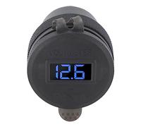 Acouto Caricabatterie per Auto con Voltmetro LED e Interruttore a Pulsante Caricabatterie Rapido Dual QC 3.0 per Serie 1 2 3 con Interfaccia Che Lega il Modello di Auto in Alluminio più Forte (BLUE)