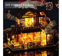 Acouto Casa delle Bambole Giocattolo Fai-da-te Padiglione della Foresta in Miniatura Assemblare Kit Casa delle Bambole con Mobili con Luce e Musica di Compleanno per Bambini Giocattoli in Modo Che