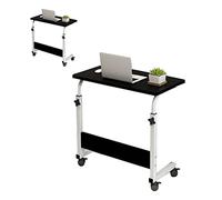 Acouto Comodino Sollevabile, Finitura in Legno, Scrivania Mobile Compatta per Laptop, Forma a C per Uso in Camera da Letto (BLACK)