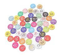 Acouto Etichette Numeriche Rotonde in Plastica da 50 Pezzi, Materiale ABS, Etichette Numeriche Colorate Brillanti per Apicoltura e Allevamento di Bestiame, Diametro 3,5 Cm (51-100)