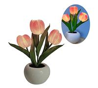 Acouto Luce Notturna Luce Soffusa Ceramica Squisita Lampada da Tavolo a Fiori in PU per Librerie Caffè Base in Ceramica Alimentata a Batteria Lampadine a Batteria Bianca Simulazione Risparmio di e