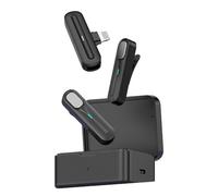 Acouto Microfono Lavalier Wireless da 2,4 GHz, Uscita Mono Stereo Commutabile con Riduzione del Rumore nel Raggio di Trasmissione di 20 M, Batteria a Lunga Durata 5 Ore, (Uscita digitale iOS)