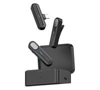 Acouto Microfono Lavalier Wireless da 2,4 GHz, Uscita Mono Stereo Commutabile con Riduzione del Rumore nel Raggio di Trasmissione di 20 M, Batteria a Lunga Durata 5 Ore, (Uscita digitale di tipo C)
