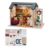Acouto Miniatur -Diy Giocattolo in Legno con Luce a LED per il Commercio per Bambini, Giocattolo in Stile retrò per lo Sviluppo di Immaginazione Spaziale e Matching del Colore, Romantico per Amici e