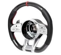 Acouto Per Volante in Fibra di Carbonio AMG Performance Adatto Per A/B/C/E/S/G/GLC/GLE 63 E63 S63 2010+ Perforato Garantisce il Controllo dell'impugnatura in Fibra dello Sterzo