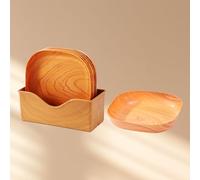 Acouto Piatto Snack di Design, Piatto da Dessert con Venature del Legno di Ampia capacità, Servizio Multiuso per Riunioni di Famiglia, Materiale PP Facile da Pulire, Set da 6 Pezzi