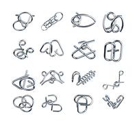 Acouto Puzzle Rompicapo in Metallo da 16 Pezzi Set di Forme Diverse Migliora il Pensiero Logico Puzzle di Bloccaggio Giocattoli per il Tuo Sviluppo della flessibilità Rilassati Multifunzione