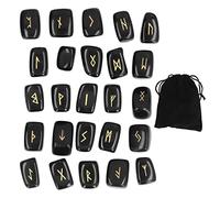 Acouto Rune della Strega, Set di Pietre di Ossidiana Runica Antica, Pregevole Fattura, Aspetto Elegante, Decorazione della Stanza, Uso per la Meditazione, Regali, Divinazione