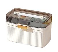 Acouto Scatola a Doppio Strato Portatile Casa di Pronto Soccorso Domestico in Plastica Trasparente Scatola di Stoccaggio Medico con Blocco di Sicurezza per Bambini Che Viaggiano a Casa (WHITE)