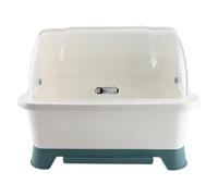 Acouto Scolapiatti da con Coperchio, Scolapiatti in Plastica e Organizer per Piatti e Bacchette, Stendibiancheria a 2 Livelli per Bancone della con Funzione di Drenaggio