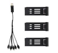 Acouto Set Batteria Drone 3 Pezzi 1200mAh Batteria Drone 5 In Cavo Di Ricarica Accessori Di Ricambio Per E58 Compatibile Con Con Cavo Di Ricarica Per E585 In1
