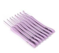 Acouto Set di 8 Uncinetti, Ago in Allumina Manico in Plastica Strumenti per Maglieria Forniture per la Casa Viola, per la Maggior Parte delle Persone dell'età Giusta, 2,5 Mm-6,0 Mm