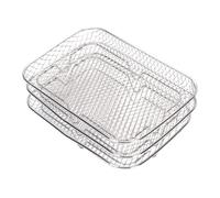 Acouto Set di Cestelli per Friggitrice da 3 Pezzi in Acciaio Inossidabile 304 Impilabile Multistrato Rettangolare Lavabile in Lavastoviglie Vassoio per Cestello per Friggitrice per Accessori per la