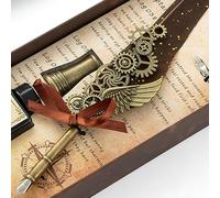 Acouto Set di Timbri Sigillanti per Ceralacca con Penna d'oca per Calligrafia con Piume, Stile Europeo retrò, Materiali di Prima qualità per la Scrittura Artistica e la Calligrafia (BROWN)