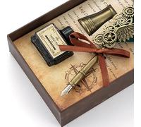 Acouto Set di Timbri Sigillanti per Ceralacca con Penna d'oca per Calligrafia con Piume, Stile Europeo retrò, Materiali di Prima qualità per la Scrittura Artistica e la Calligrafia (Verde nerastro)