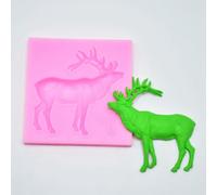 Acouto Stampo da Forno Natalizio in Silicone, 24 Modelli, per Uso Alimentare, Flessibile, Resistente Alle Alte Temperature, per Torte, (Alce rosa di Natale)