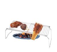 Acouto Supporto per Fornello Pieghevole 2 in 1 e Griglia per Barbecue Tavolo da Campeggio Supporto per Pentole Rete per Barbecue Staffa per Legna da Ardere in Acciaio Inossidabile Strumento da