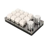 Acouto Tastierino a 12 Tasti con 2 Manopole Blu Connessione Cablata Programmabile Fai-da-te Plug and Play Tastiera Meccanica con una Sola Mano Funzioni dei Tasti Bianco Latte Standa Tastierino a 12