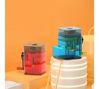 Acouto Temperamatite Manuale, Struttura Portatile in Plastica e Metallo, Scatola Visiva per Briciole, Ideale per Scuola, Ufficio, Uso Domestico e Bambini (Blu trasparente)