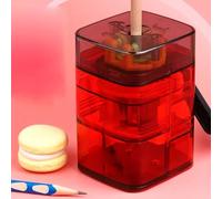 Acouto Temperamatite Manuale, Struttura Portatile in Plastica e Metallo, Scatola Visiva per Briciole, Ideale per Scuola, Ufficio, Uso Domestico e Bambini (Rosso trasparente)