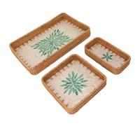 Acouto Vassoio per Frutta in Rattan da 3 Pezzi Vassoio per Frutta Rettangolare Portaoggetti Multiuso per Ristorante di Casa Fiorellino Colorato più capacità per Contenere il tè Elegante Rende il