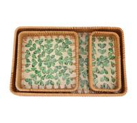 Acouto Vassoio per Frutta in Rattan da 3 Pezzi Vassoio per Frutta Rettangolare Portaoggetti Multiuso per Ristorante di Casa Fiorellino Colorato più capacità per Contenere il tè Elegante Rende il