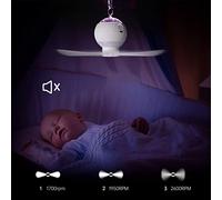 Acouto Ventilatore per Proiettore Multifunzione 3 in 1 Ventilatore Portatile Appeso con Proiettore e Luce per Ricaricabile Tramite USB con Telecomando per Camera da Letto dei Bambini Plafoniera da