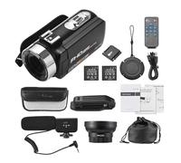 Acouto Videocamera Digitale 1080P, Schermo IPS da 3,0 Pollici Zoom Digitale 18X Videocamera da 30 MP con Obiettivo Grandangolare 0,45X Rilevamento (con microfono esterno e supporto per fotocamera)