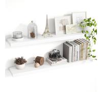 Acovy Mensole galleggianti da 101 cm, mensole galleggianti profonde da 20 cm, mensole sospese con staffe invisibili, ripiani profondi per bagno, camera da letto, soggiorno, bianco, set di 2