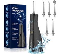 Acqua Dental Flosser Irrigatore Orale Elettrico 300ML Grande Serbatoio 5 Sostituibili Jet Tips IPX7 Impermeabile Denti Cleaner Acqua Filo Interdentale Pulizia Picks per Casa e Viaggi