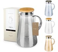 ACQUA DI AMALFI® Caraffa in vetro, 2 litri, con coperchio in acciaio inox/bambù, con inserto per frutta, a prova di perdite, caraffa anche come teiera (BLACK/BAMBOO)