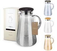 ACQUA DI AMALFI® Caraffa in vetro | Caraffa per acqua da 2 litri con coperchio in acciaio inox/bambù | Inserto per frutta | A prova di perdite | anche come teiera (laccato/nero)