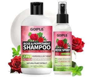 Acqua di Rosa Capelli Duo Set-Cofanetto Shampoo e Dopo Rosa-Shampoo Senza Solfato Con Spray Idratante Capelli Brillantezza e Leggerezza.-Brume Loc Rinfrescante per Dreadlocks, Trecce & Riccioli