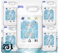 Acqua distillata 100% pura 25L | Acqua demineralizzata 5x5L - acqua distillata adatta per ferro, umidificatore, batterie e molto altro ancora