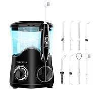 Acqua Flosser, Irrigatore orale dentale per denti/bretelle, 10 livelli di pressione acqua pick denti pulitore 8 punte a getto d'acqua per la famiglia, 600 ML acqua elettrica flosser dentale (nero)