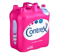Contrex - Borraccia piatta per acqua minerale naturale, contiene calcio e magnesio, 6 x 1,5 l