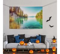 Acqua pulita e paesaggio del lago grande banner segno decorazione per feste 119 x 180 cm, sfondo personalizzato da appendere alla parete banner compleanno cortile bandiera festa sfondo fotografico per